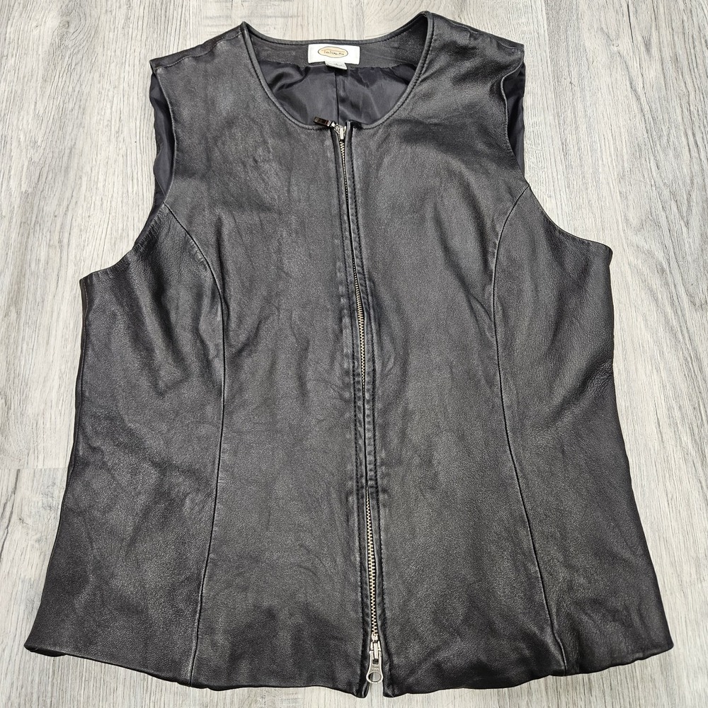 Talbots‎ Leather Vest Womans 16 Full Zip Biker Vest  Classic Workwear Harley